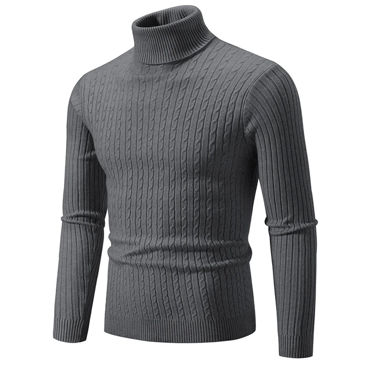 Men's Warm Casual High Neck Knitted Pullover Sweater for Winter