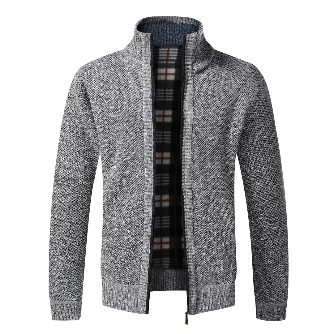 Men's Warm Fleece Cardigan Full Zip Slim Fit Knitted Sweater