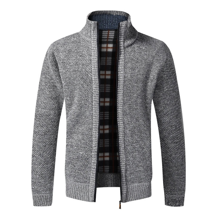 Men's Warm Fleece Cardigan Full Zip Slim Fit Knitted Sweater