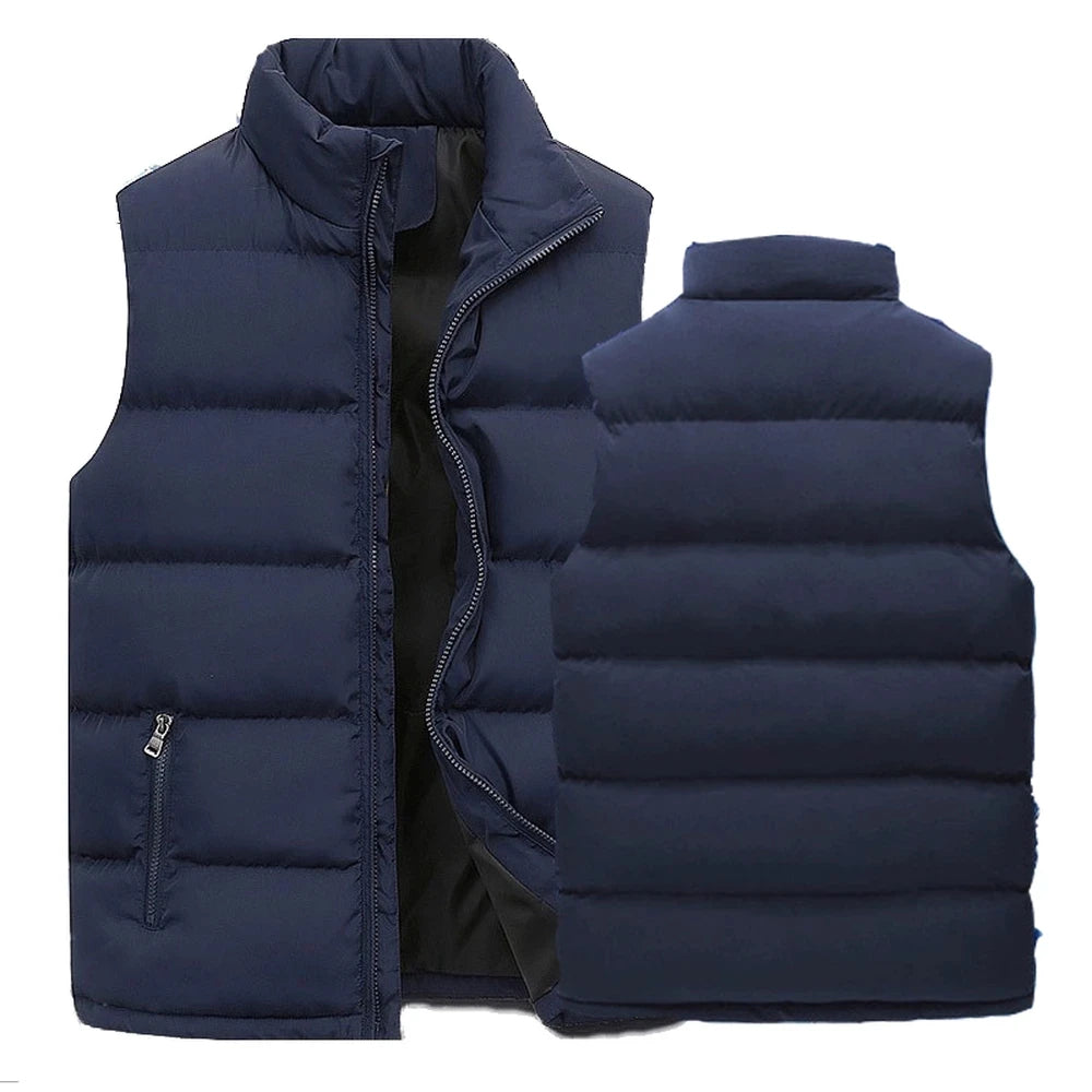 Men's Warm Waterproof Sleeveless Vest Jacket for Winter and Autumn