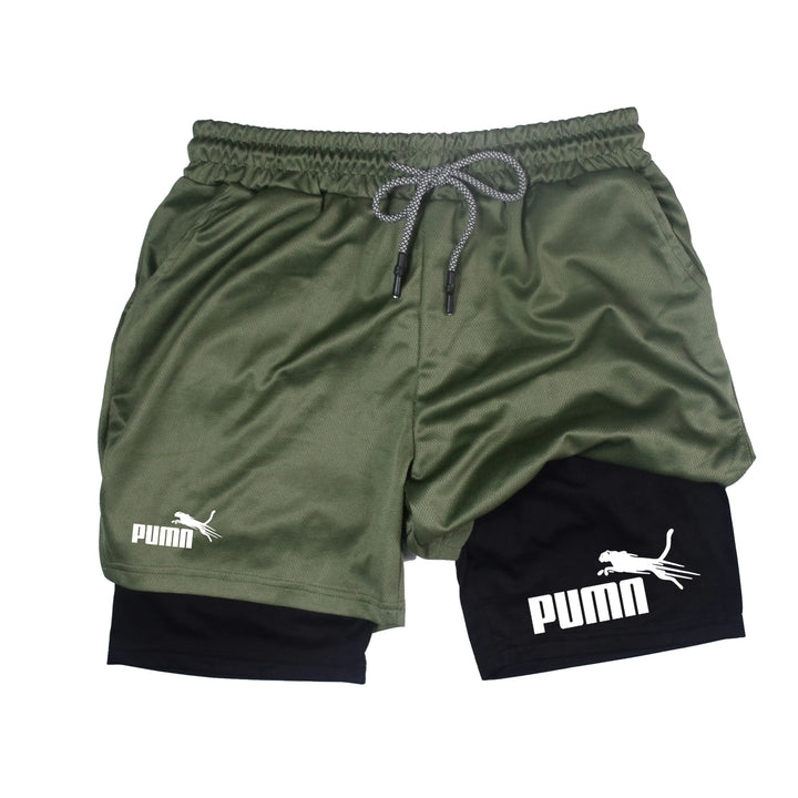 Men's Summer Breathable Two in One Compression Shorts Quick Drying M-3XL