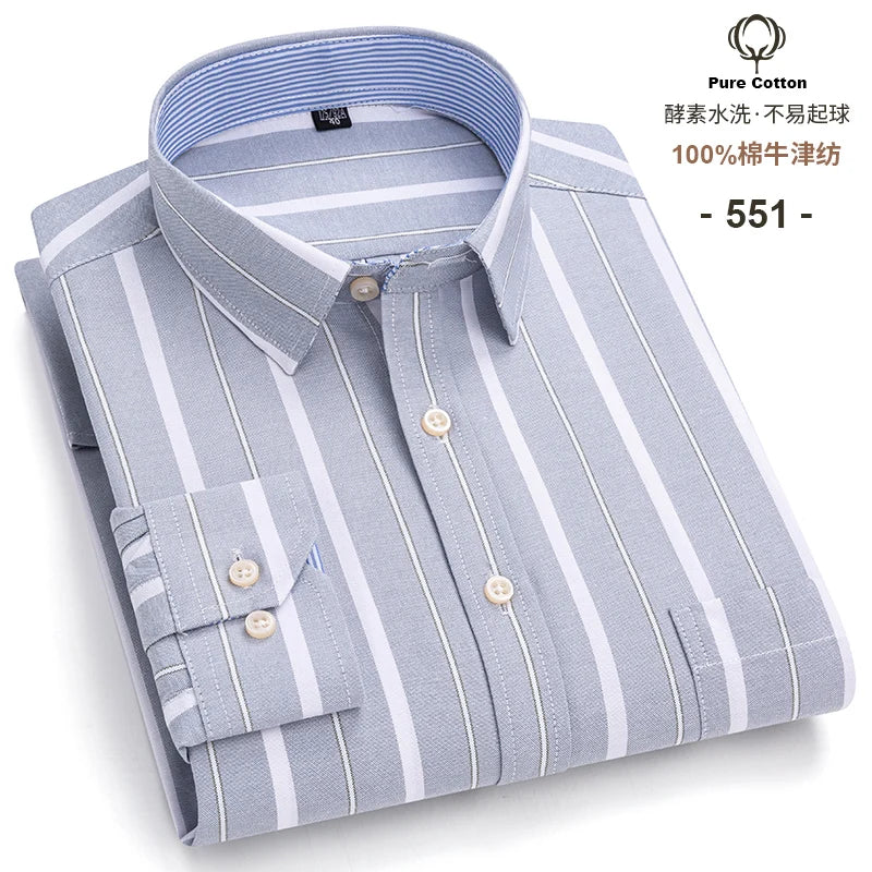 Men's Long Sleeve Cotton Oxford Plaid Button Down Casual Shirt S-7XL