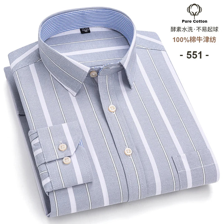 Men's Long Sleeve Cotton Oxford Plaid Button Down Casual Shirt S-7XL