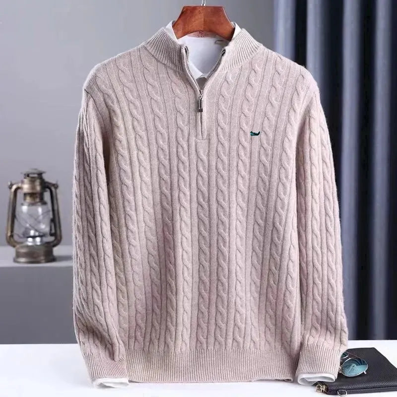 Men's Half-High Collar Zipper Knitting Sweater