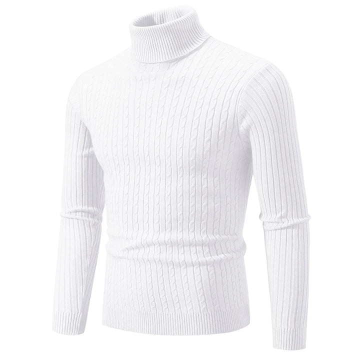 Men's Warm Casual High Neck Knitted Pullover Sweater for Winter