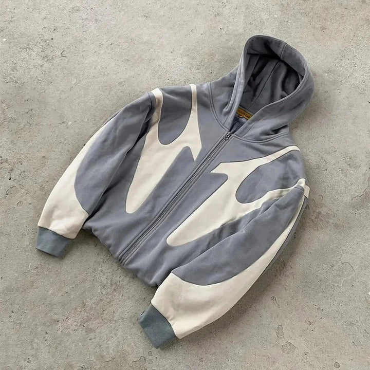 Women's Devil Pattern Printed Hoodie - Y2K Casual Zipper Sweatshirt