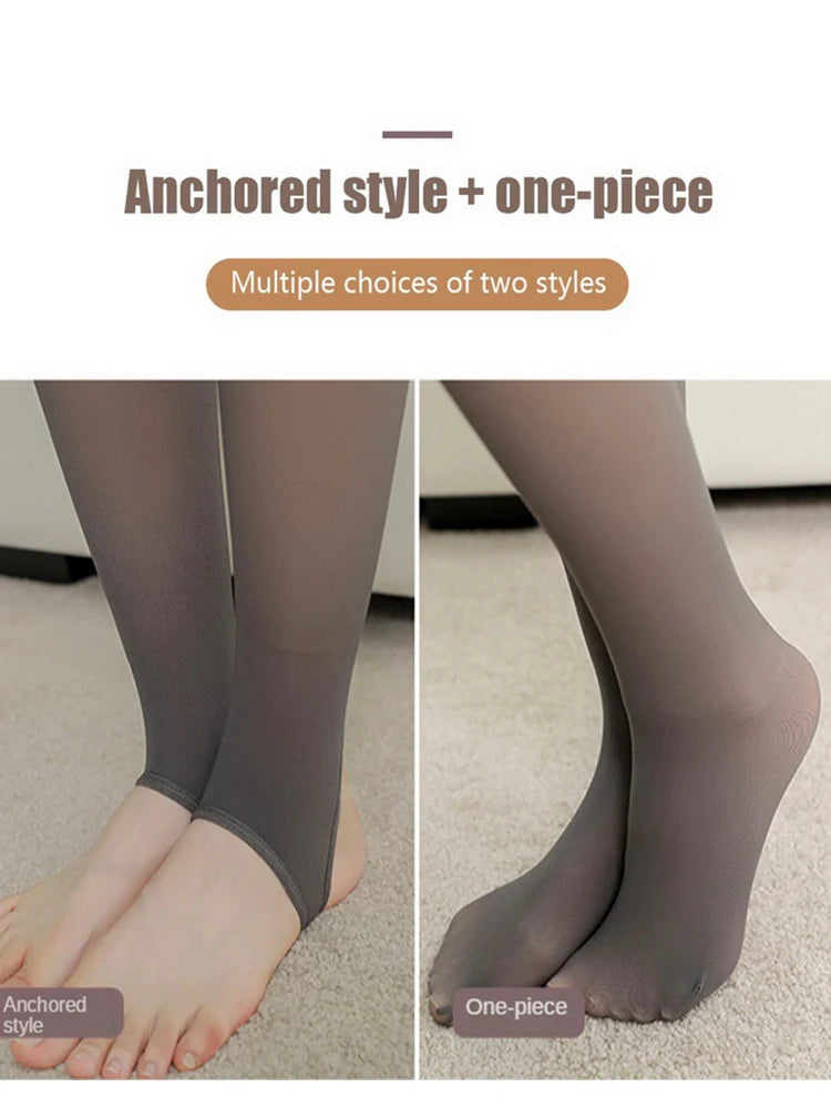 Women's Warm Stretch Thermal Sheer Fleece Leggings for Winter Streetwear