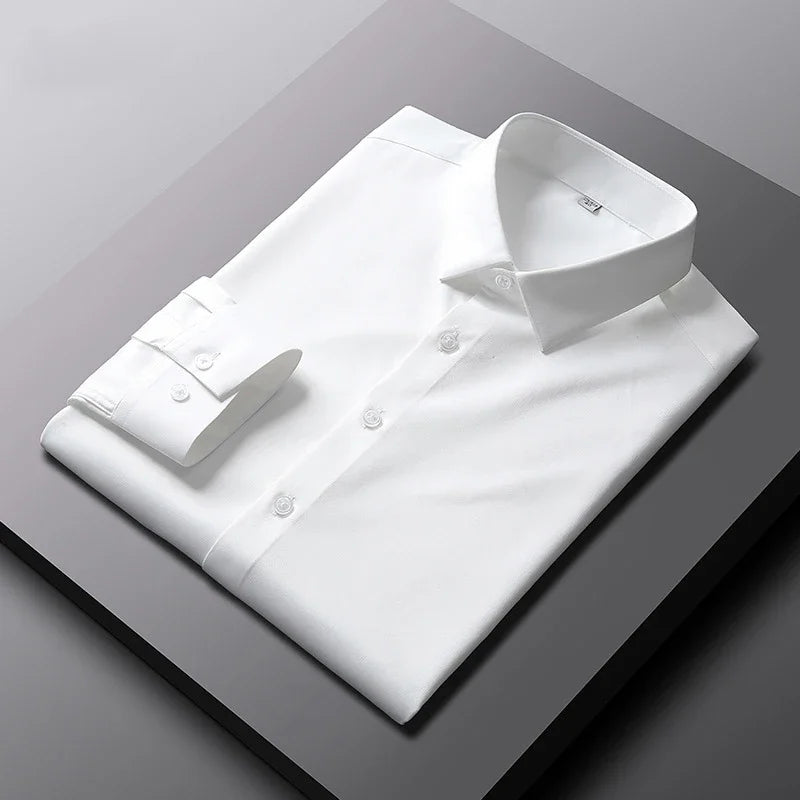 Men's Casual Solid Color Long Sleeve No-Iron Work Shirt