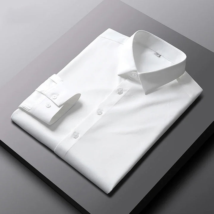 Men's Casual Solid Color Long Sleeve No-Iron Work Shirt