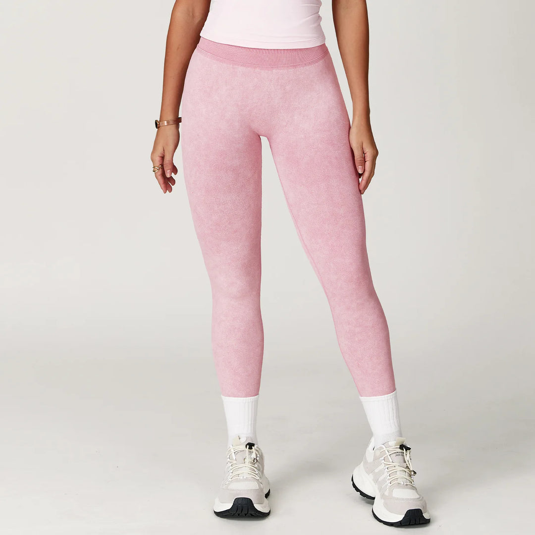 Women's High-Waist Seamless Sports Leggings, Ribbed Yoga Pants