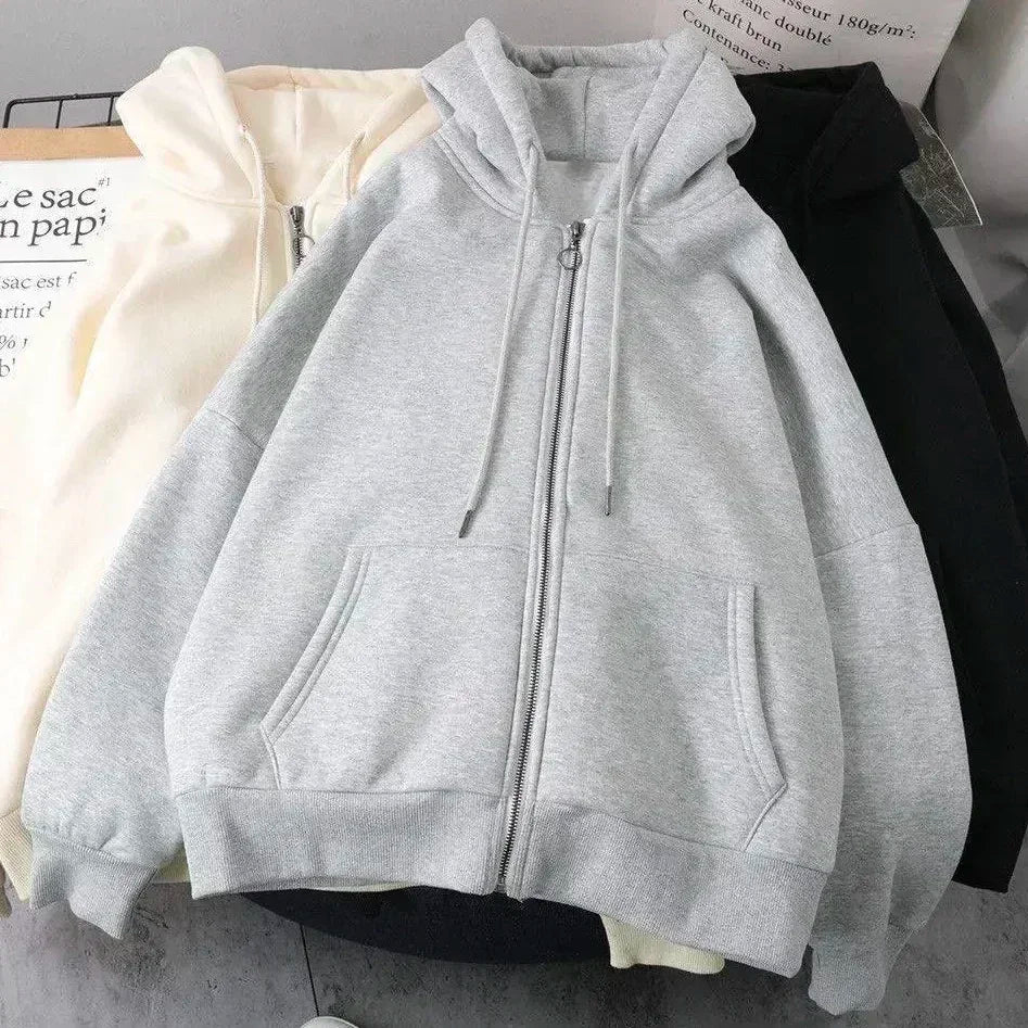 Women's Y2K Hip Hop Trend Zipper Hoodie Casual Vintage Sweatshirt