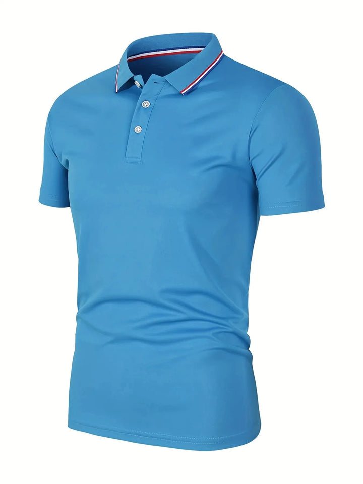 Men's Casual Breathable Solid Color Short Sleeve Polo Shirt