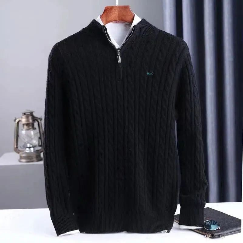 Men's Half-High Collar Zipper Knitting Sweater