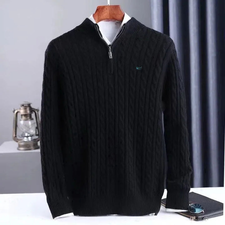 Men's Half-High Collar Zipper Knitting Sweater
