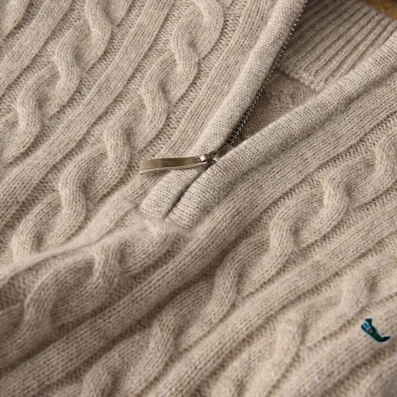 Men's Half-High Collar Zipper Knitting Sweater