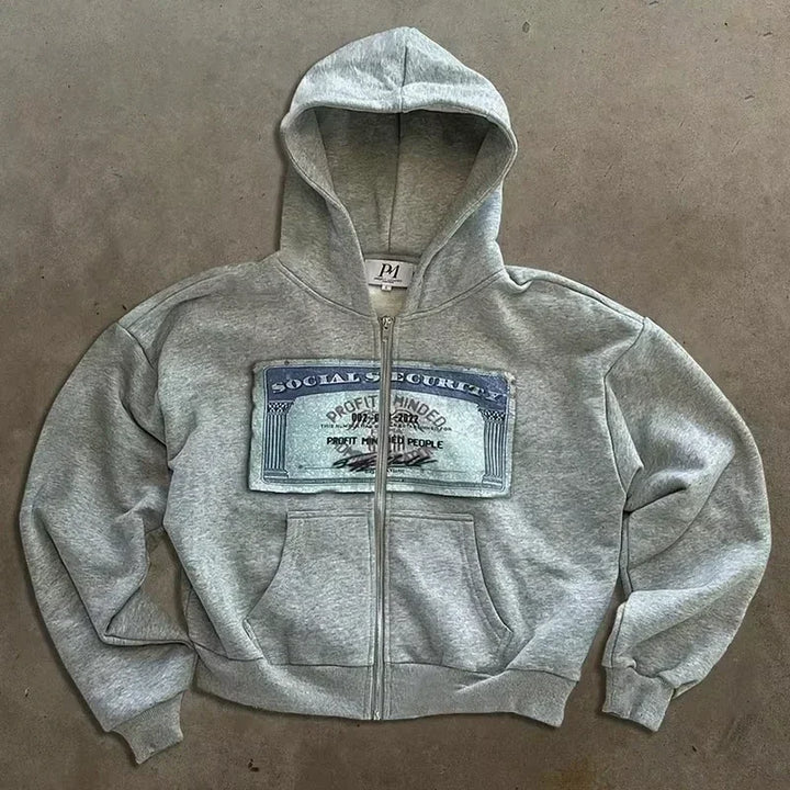 Women's Y2K Hip Hop Trend Zipper Hoodie Casual Vintage Sweatshirt