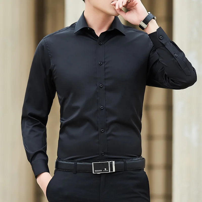 Men's Solid Color Plus Size Casual Long Sleeve Work Shirt