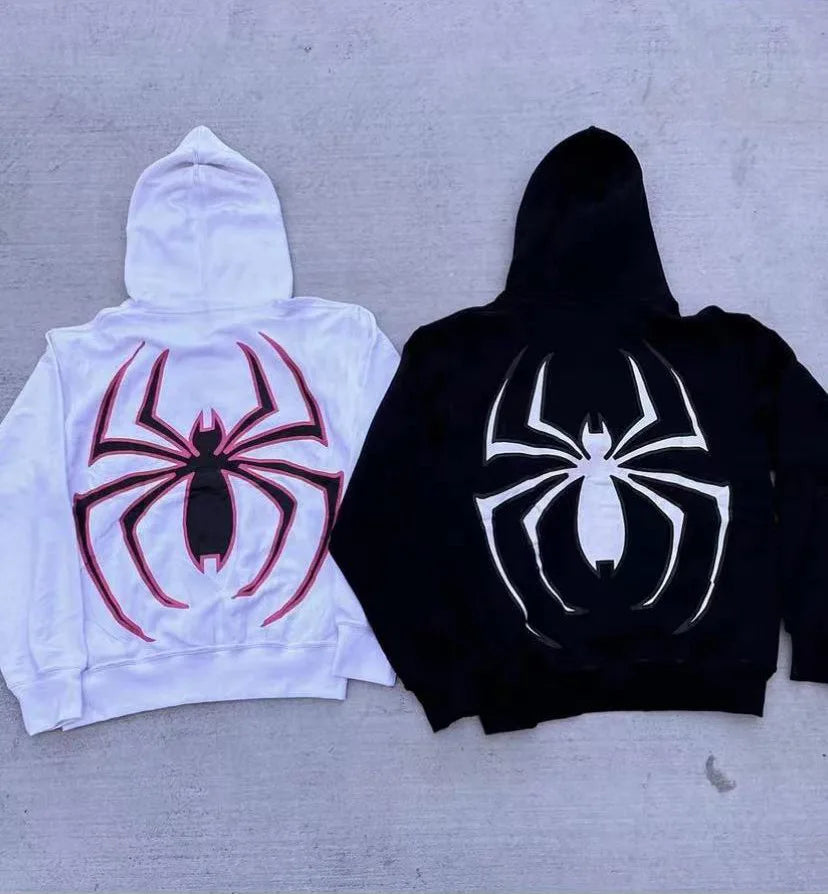 Men's Full Zip Up Graphic Oversized Hoodie Streetwear Punk Y2K Jacket