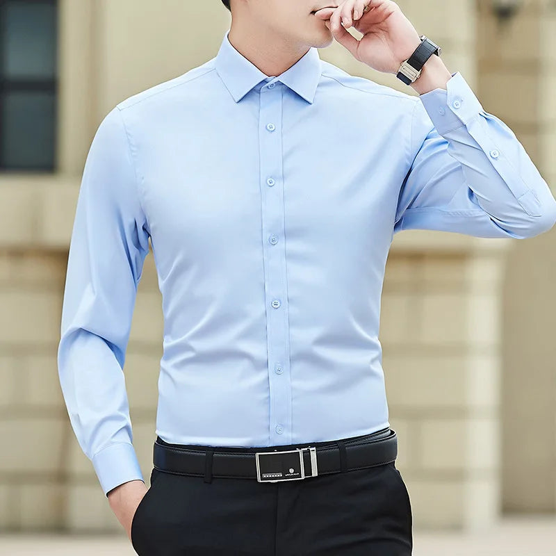 Men's Solid Color Plus Size Casual Long Sleeve Work Shirt