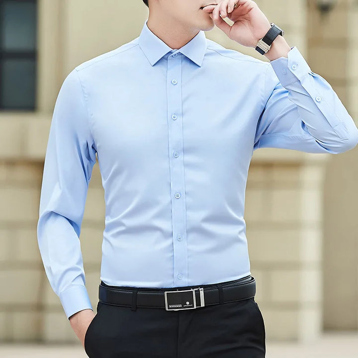 Men's Solid Color Plus Size Casual Long Sleeve Work Shirt