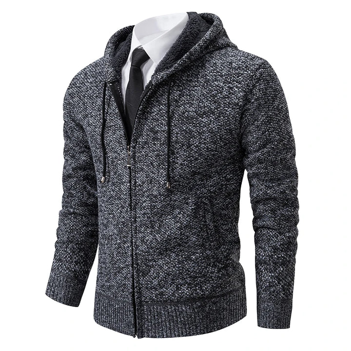 Men's Casual Sports Coat - Solid Color Stand Collar Fleece Cardigan