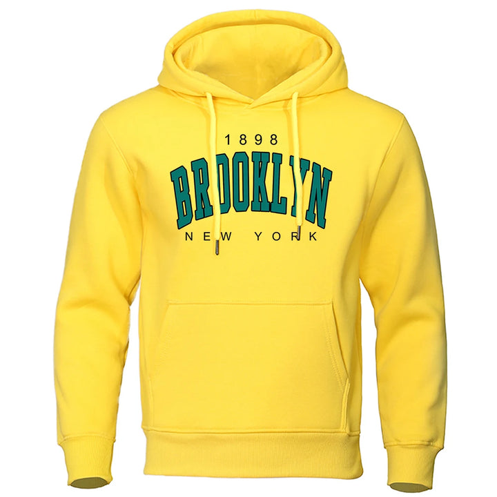 Men's Oversized Printed Crewneck Hoodie - Brooklyn Style Sweatshirt