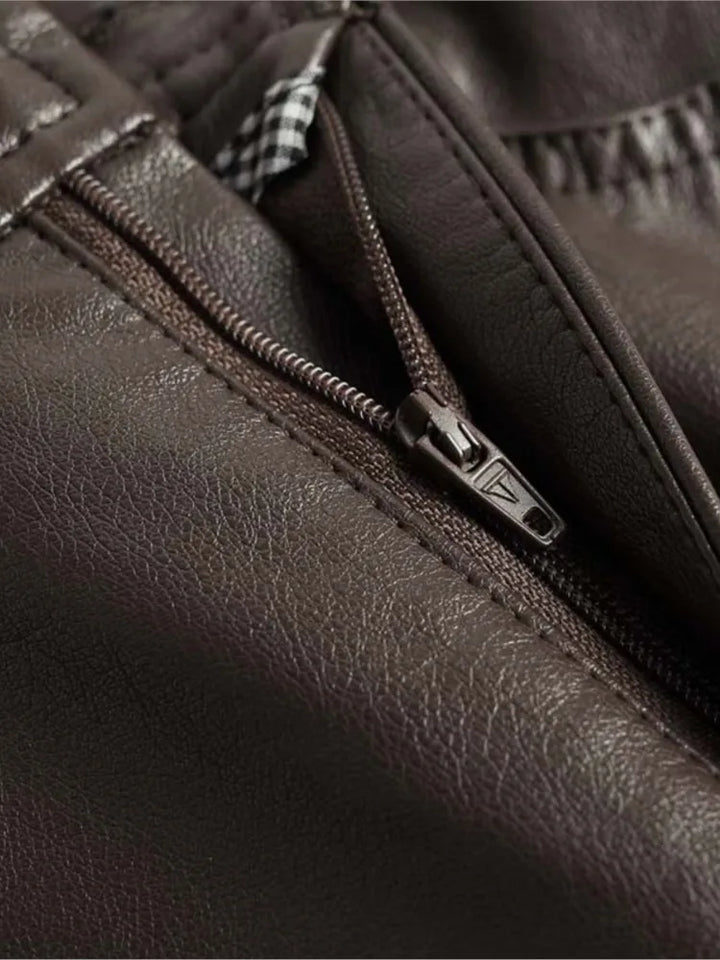 Women's High-Rise Glossy Leather Wide-Leg Pants