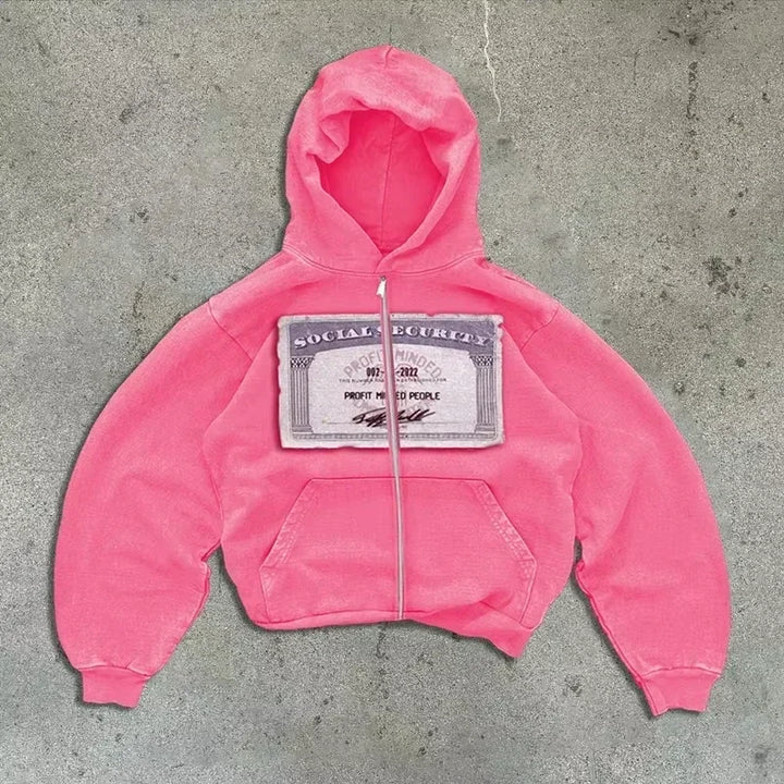 Women's Y2K Hip Hop Trend Zipper Hoodie Casual Vintage Sweatshirt