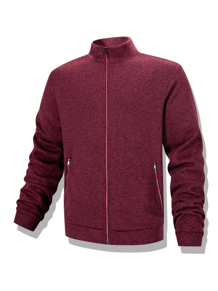 Men's Casual Full Zip Stand Collar Sweatshirt Coat for Autumn Winter