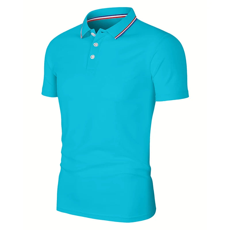 Men's Casual Breathable Solid Color Short Sleeve Polo Shirt