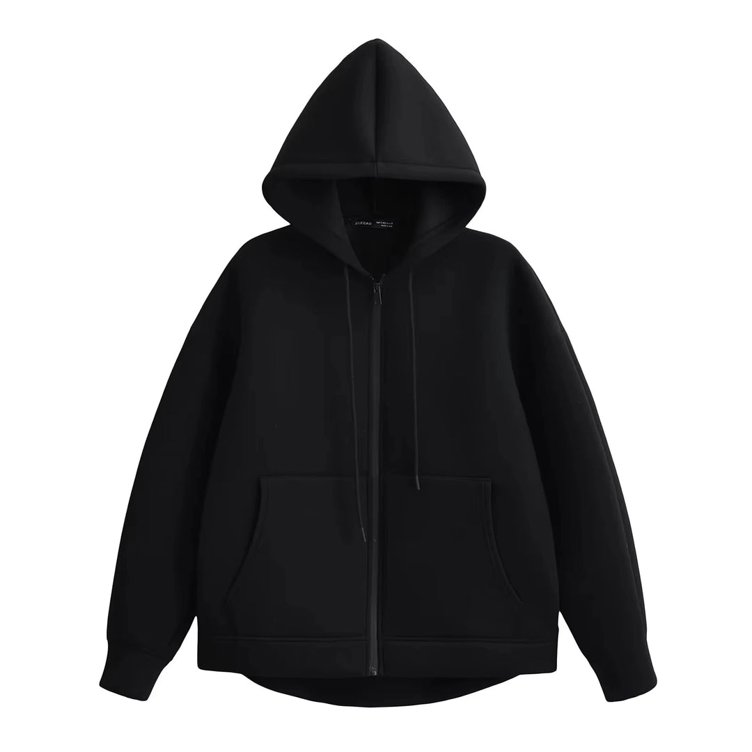 Women's Casual Hooded Jacket Oversized Zipper Sweatshirt Coat