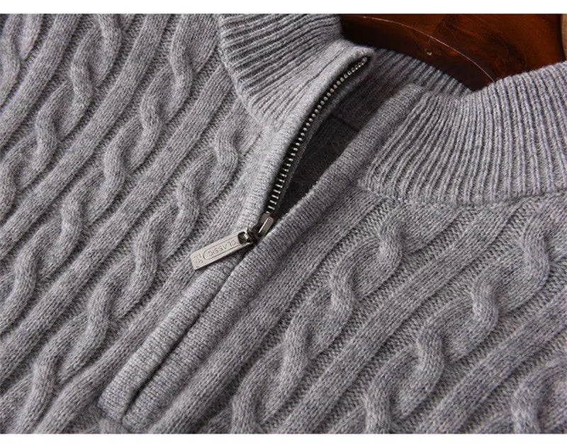 Men's Half-High Collar Zipper Knitting Sweater