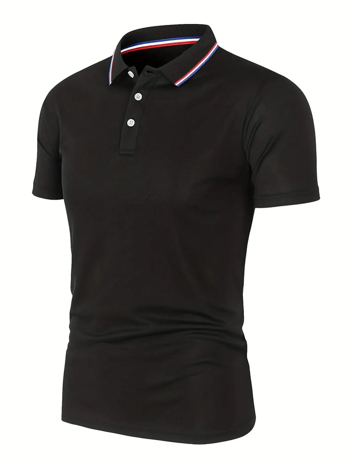 Men's Casual Breathable Solid Color Short Sleeve Polo Shirt