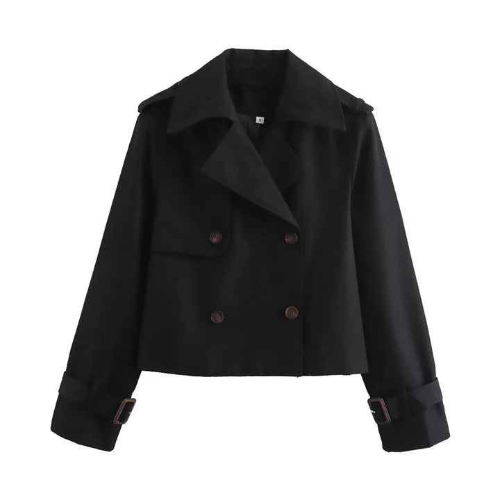 Women's Vintage Short Trench Coat for Spring Autumn Chic Style