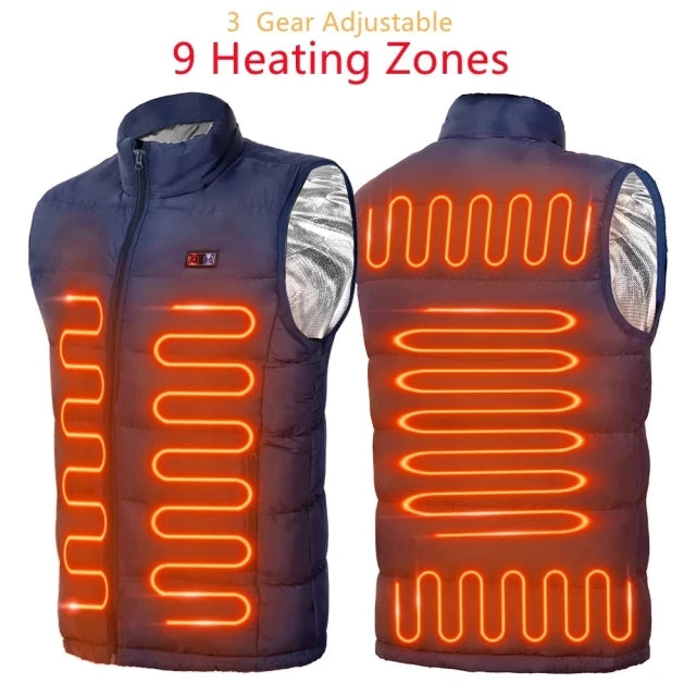 Men's 9-Zone Electric Heated Vest for Outdoor Sports and Camping
