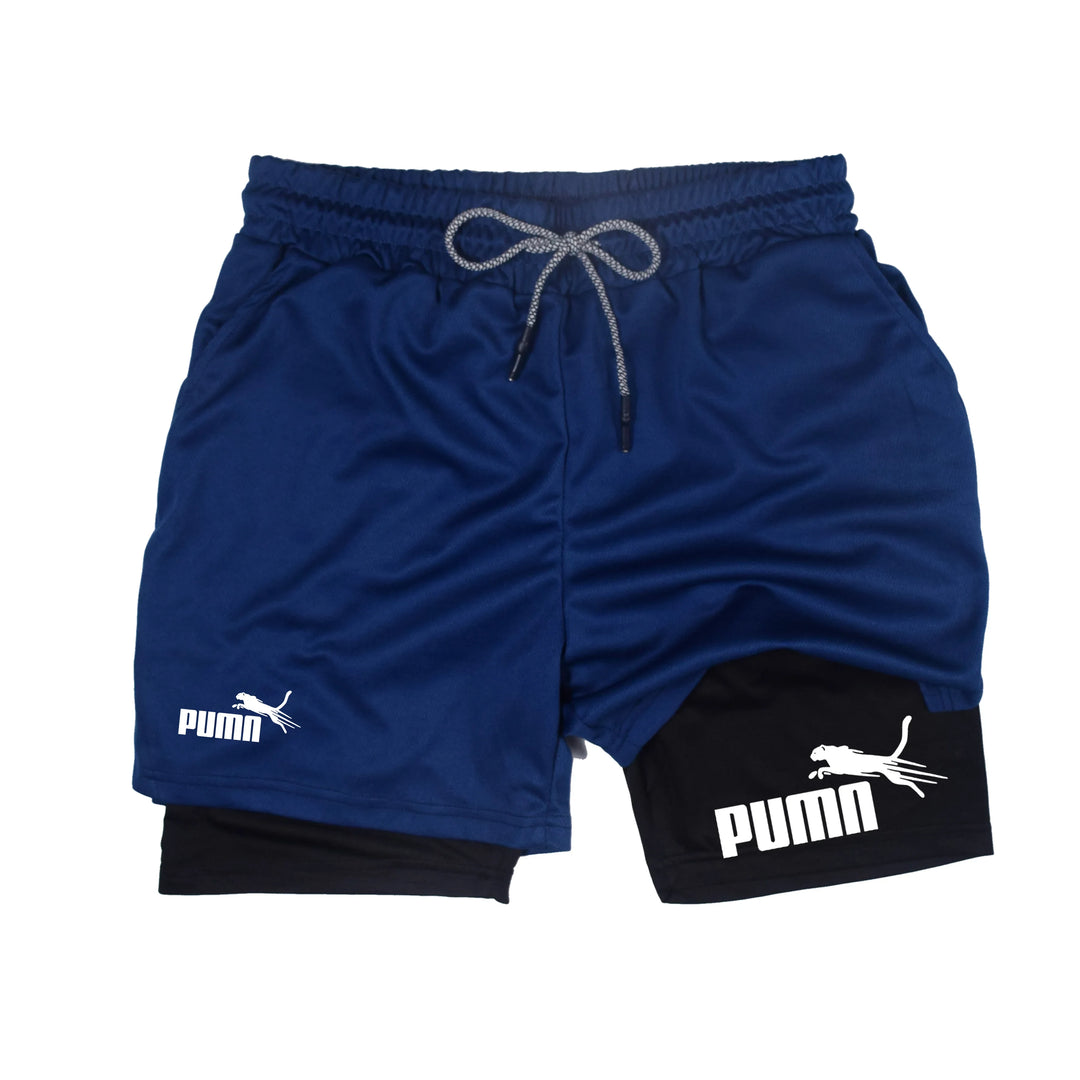 Men's Summer Breathable Two in One Compression Shorts Quick Drying M-3XL
