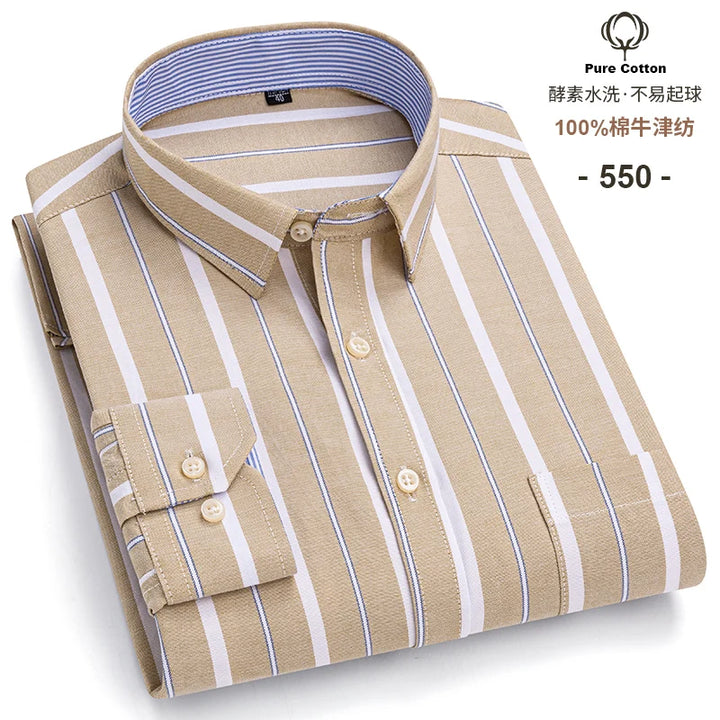 Men's Long Sleeve Cotton Oxford Plaid Button Down Casual Shirt S-7XL