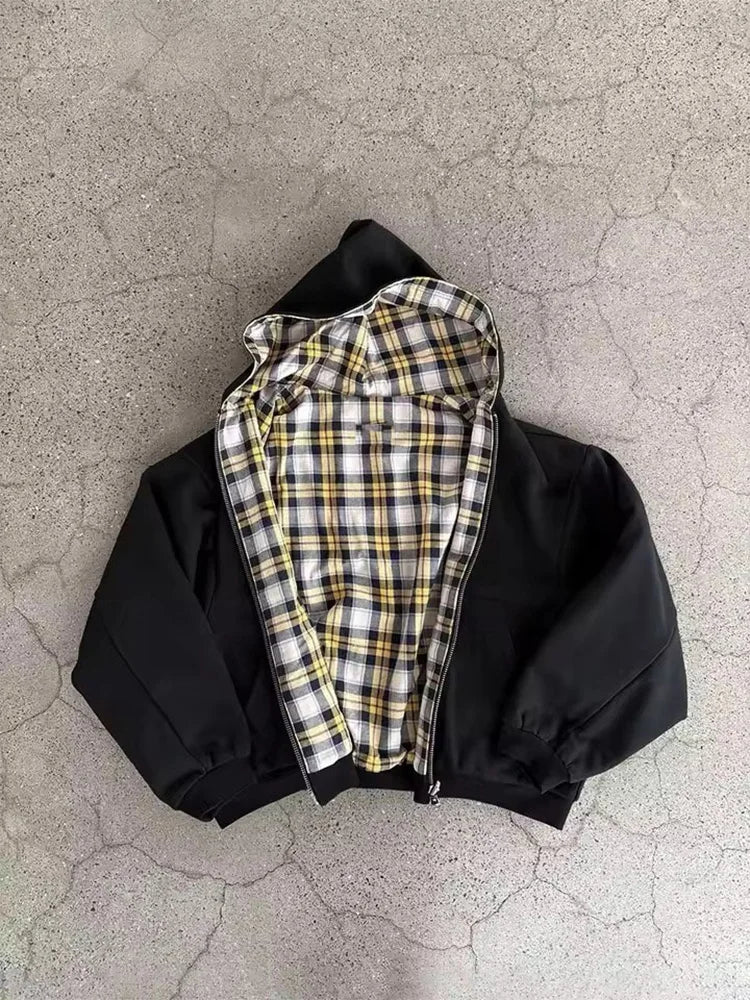 Women's Warm Plaid Print Zip-Up Hoodie - Casual & Trendy Sweatshirt