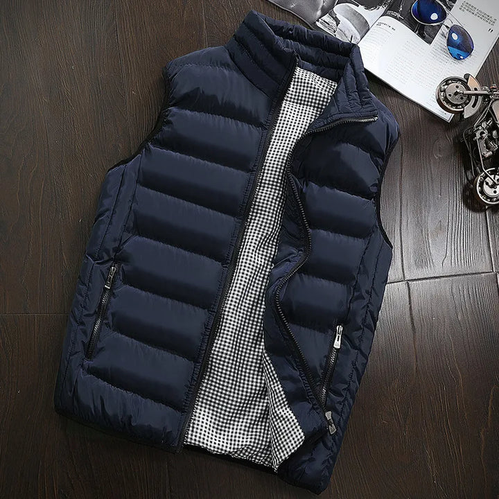 Men's Windproof Sleeveless Jacket - Thick Warm Down Cotton Vest