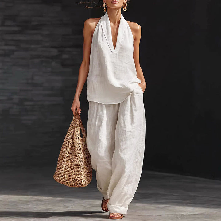Savannah | Women's Two-Piece Sleeveless Linen Look Outfit