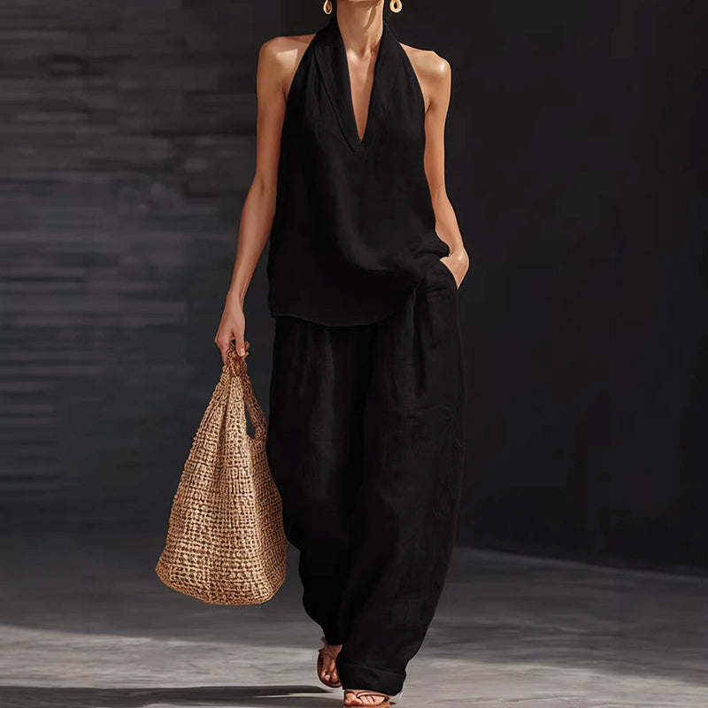 Savannah | Women's Two-Piece Sleeveless Linen Look Outfit