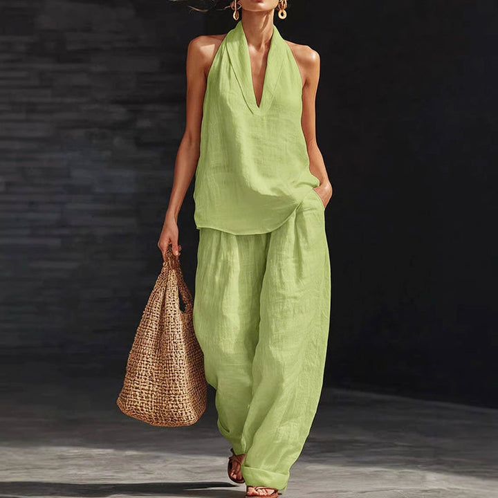 Savannah | Women's Two-Piece Sleeveless Linen Look Outfit