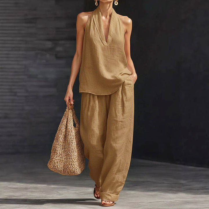 Savannah | Women's Two-Piece Sleeveless Linen Look Outfit