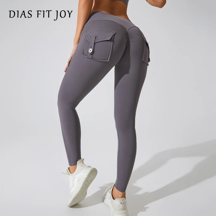 Women's Nylon Yoga Pants with Butt Pocket, Breathable Sports Leggings