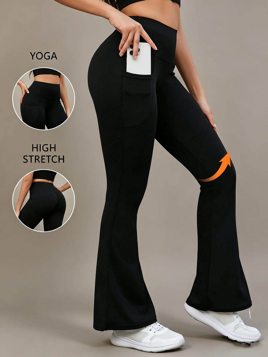 Women's High Waisted Shaping Flare Leggings for Fitness and Running