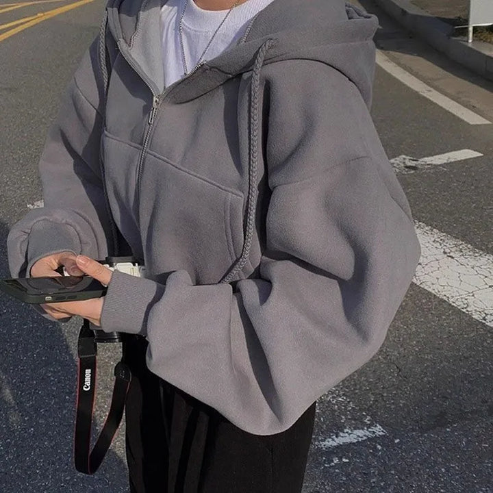 Women's Warm Fleece Lined Zip Up Hoodies for Autumn Winter Fashion