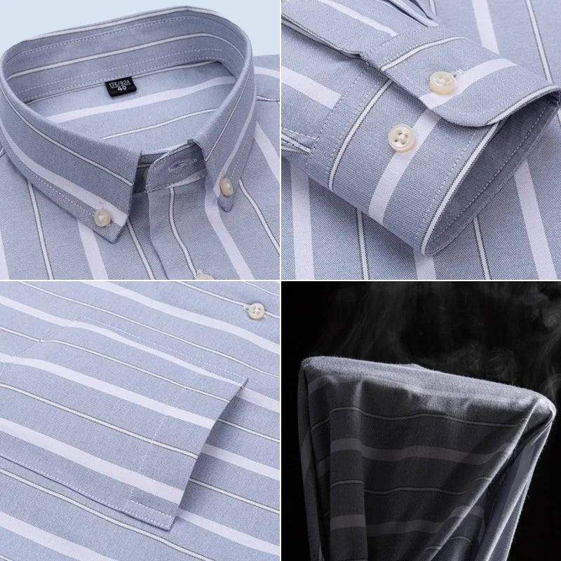 Men's Long Sleeve Cotton Oxford Plaid Button Down Casual Shirt S-7XL