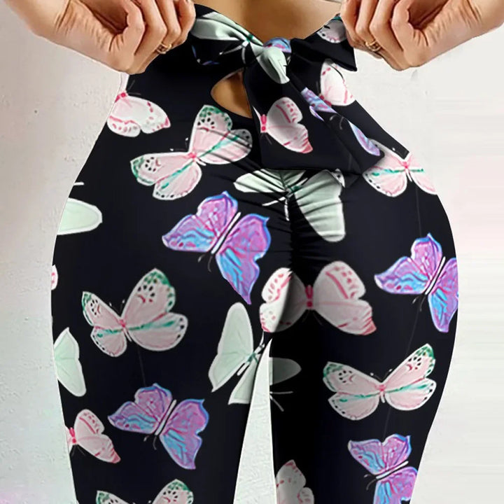 Women's High Waist Butterfly Printed Yoga Leggings for Fitness