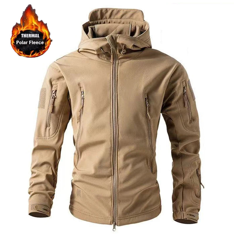 Men's Softshell Fleece Coat for Outdoor Fishing, Hiking, and Camping