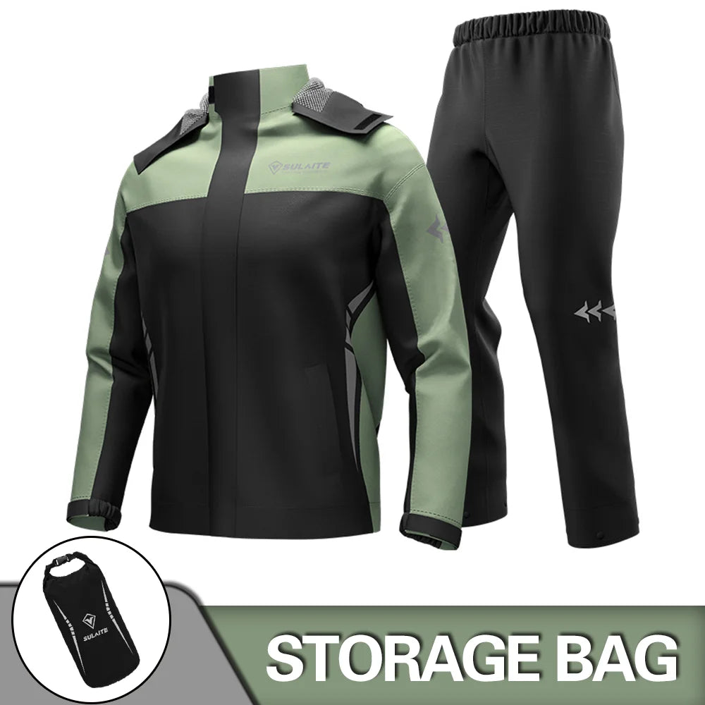 Unisex Waterproof Motorcycle Rain Suit for Camping, Hiking, and Fishing